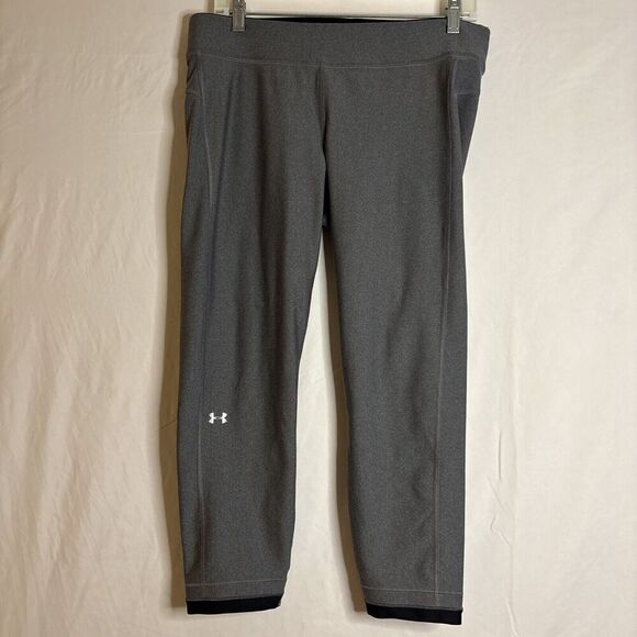 Under armour Pants - Under Armour HeatGear Ankle Crop Sports Running Leggings Metallic Gray Size XL